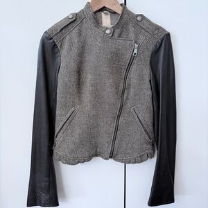 Burberry Brit Brown Leather Biker Jacket US 4